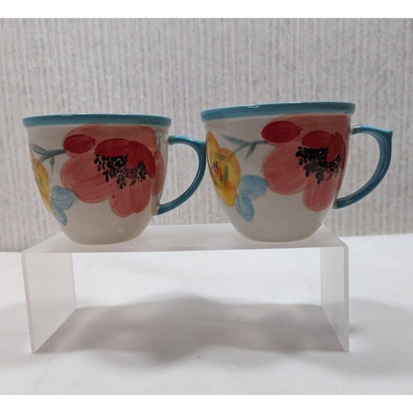 Other - Large Pioneer Woman Floral Coffee Tea Mug Cups Lot Of Two